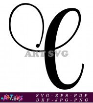 Letter C Bold Cursive Black and White SVG