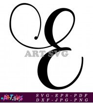 Black Cursive Letter E with Swirl SVG