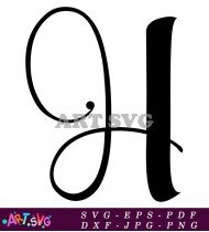 Beautiful Monogram Black And White Cursive Letter I SVG