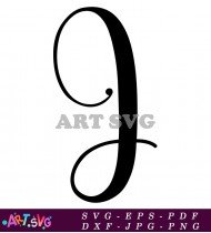 Elegant Black And White Cursive Letter G Vector SVG