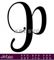 Elegant Black And White Cursive Letter P Vector SVG 2