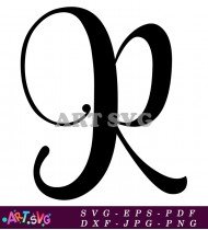 Cursive Black Script Letter R Font Design SVG