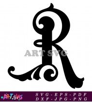 Bold Cursive Letter R With Fancy Swirls SVG