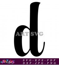 Classic Bold Cursive Letter D For Printing SVG