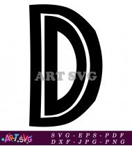 Black And White Letter D In Bold Style SVG 1