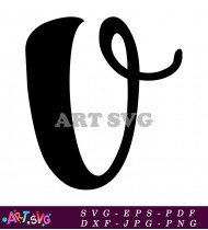 Cursive O Letter Black And White Clip Art SVG