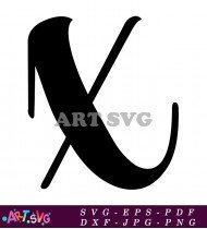 Cursive X Letter Black And White Graphic SVG