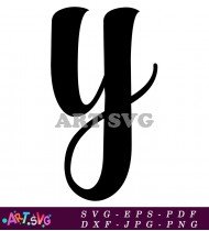 Cursive Y Letter Black And White Clip Art SVG