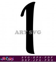 Cursive 1 Number Black And White Graphic SVG