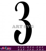 Black and White Number Three Graphic Design SVG