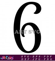 Black and White Number Six Stylized SVG