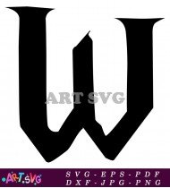 Gothic Letter W Font Style Black Design SVG