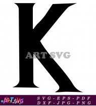 Black and White K Letter Alphabet Clipart SVG 1