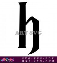 Black Gothic Letter H with Curved Shape SVG