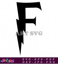 Black Gothic Letter F with a Bold Tail SVG