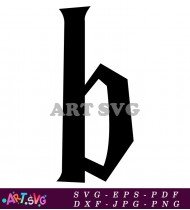 Black And White Gothic Font Letter B SVG