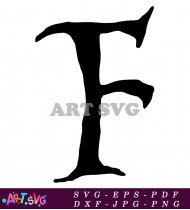 Black and White Letter F With Tail Design SVG