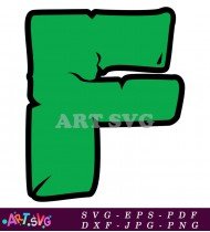 Green Letter F With Wavy Edge Design SVG