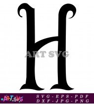 Artistic Black H Letter Clip Art Graphic SVG