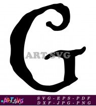 Black And White Gothic Alphabet Letter G SVG