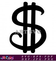 Elegant Black Gothic Letter Dollar Sign SVG