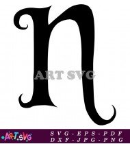 Elegant Black Script Letter N Font Style SVG