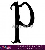 Elegant Black Script Letter P Font Style SVG 2