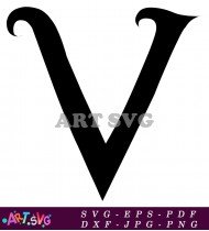 Stylish Cursive Black and White Letter V SVG