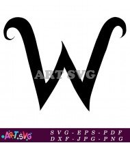 Elegant Cursive Black and White Letter W SVG