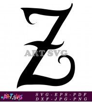 Simple Black Letter Z Gothic Style SVG