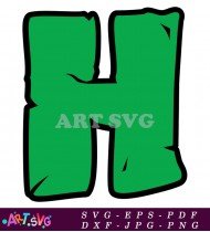 Green Letter H With Outline Clipart SVG