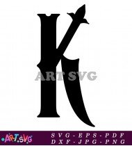 Black Letter K With Dramatic Swirls SVG