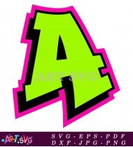 Pink Outline Graffiti Letter A Urban Art Style SVG