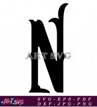 Black Letter N with Bold Graffiti Outline SVG