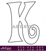 Black Bold Letter K Alphabet Art SVG