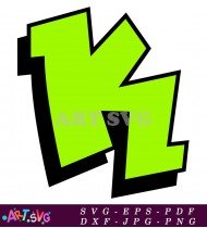 Green Letter K Bold Black Outline Design SVG 1