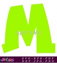 Green Graffiti Letter M With Black Outline SVG