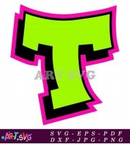 Green Graffiti Style Letter T In Black SVG