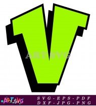 Green Graffiti Letter V With Black Outline SVG 2