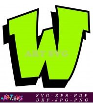 Green Letter W Bold Outline Graffiti Style SVG