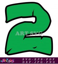 Green 2 Number Bold Calligraphy Style Font SVG