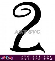 Bold Black 2 Number Calligraphy Style Font SVG 3