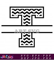 Chevron Pattern Bold T Letter Design Font SVG