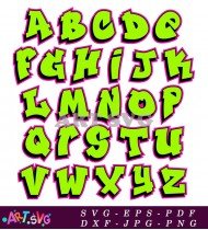 Bright Green Alphabet Letters With Black Outline SVG 1