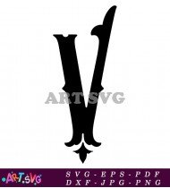 Black Bold Letter V Font Design SVG