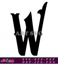 Black and White Capital Letter W Clipart SVG 1