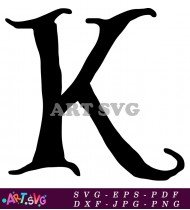 Stylized Black K Alphabet Design SVG