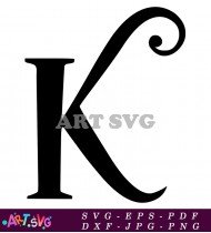 Black Letter K Classic Alphabet Design SVG 1