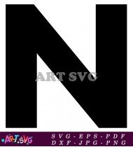 Black Letter N Design Simple Font Style SVG