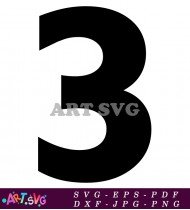 Black and White 3 Number Clipart SVG